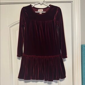 Cat & Jack Maroon Pleated Babydoll Dress Long Sleeve